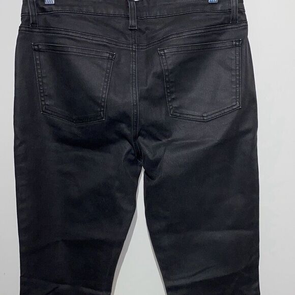 Eileen Fisher Women's Black Organic Cotton Blend Wax Coated Skinny Jeans Size 8 - Picture 6 of 10